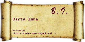 Birta Imre névjegykártya